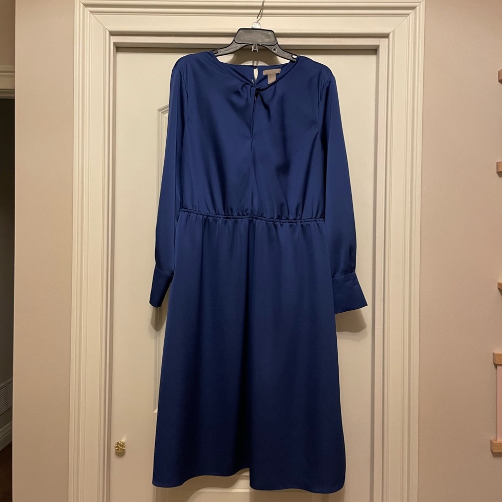 H&M blue twist neck dress